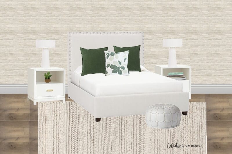 ivory upholstered bed