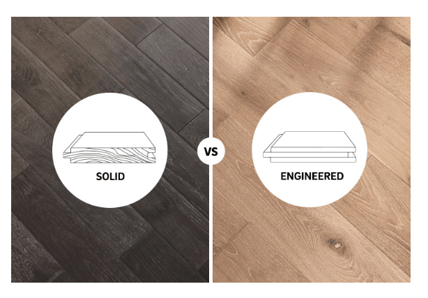 Learn the differences between solid hardwood and engineered wood flooring. Comparing cost, durability, installation methods of both types of wood flooring.