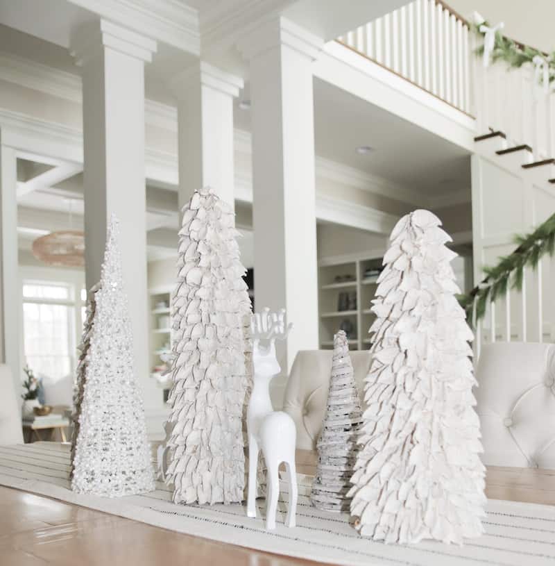 neutral textured Christmas home dining room centerpiece
