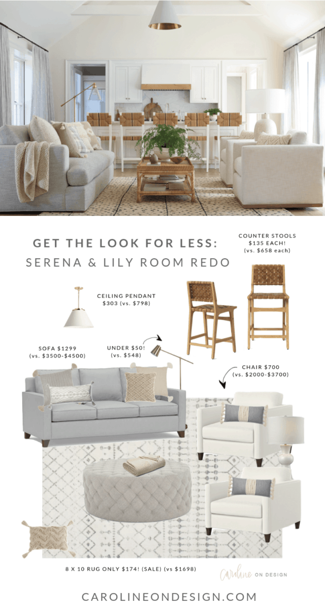 Serena & Lily neutral family room with lower cost options to get the look for less.