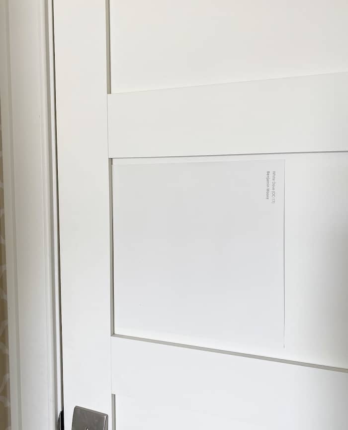 peel and stick paint sample for Benjamin Moore White Dove