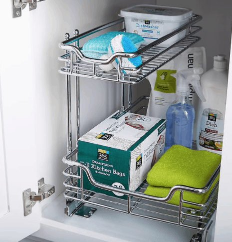 The Container Store Chrome 2 Tier Sliding Organizer