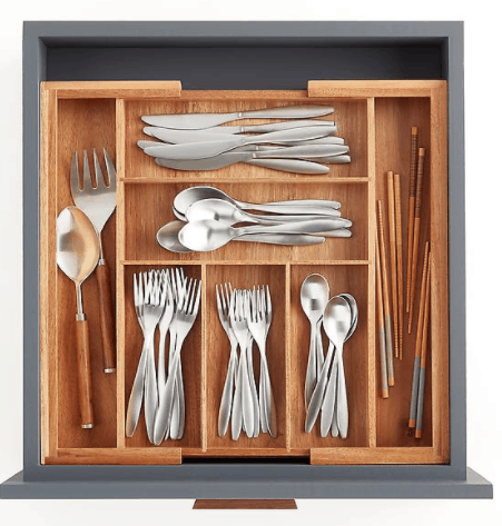 The Container Store Expandable Acacia Silverware Tray