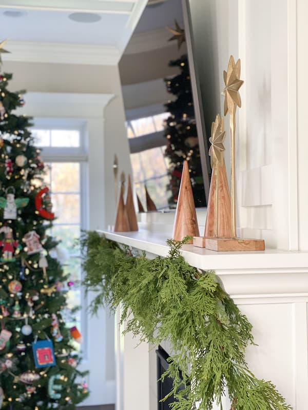faux garland on mantle