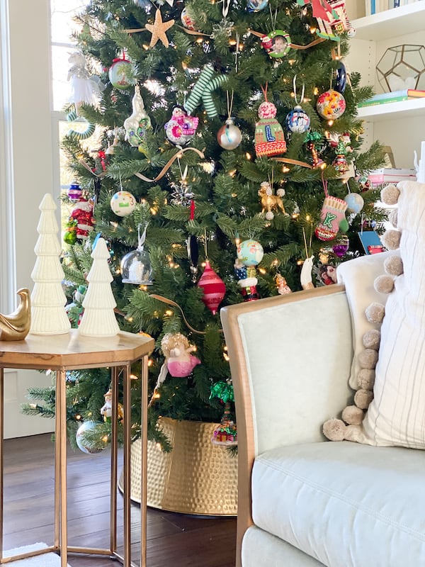 Holiday decor on Christmas tree