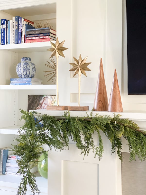 faux garland on mantle