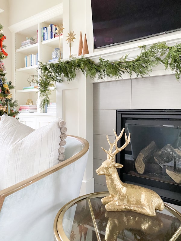 faux garland on mantle